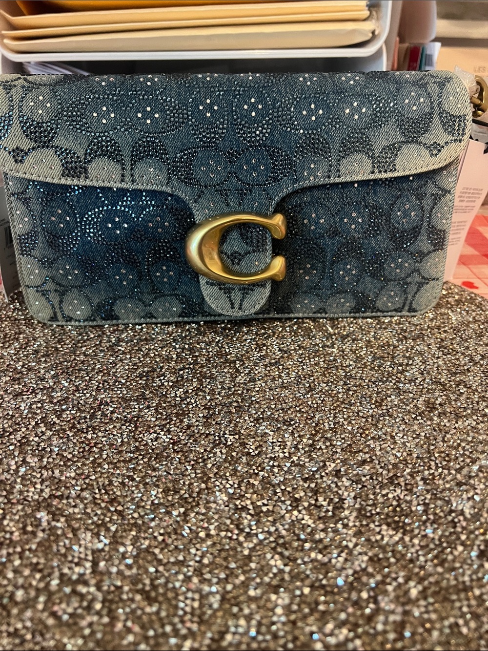 Coach Denim Signature Crystal Tabby 26